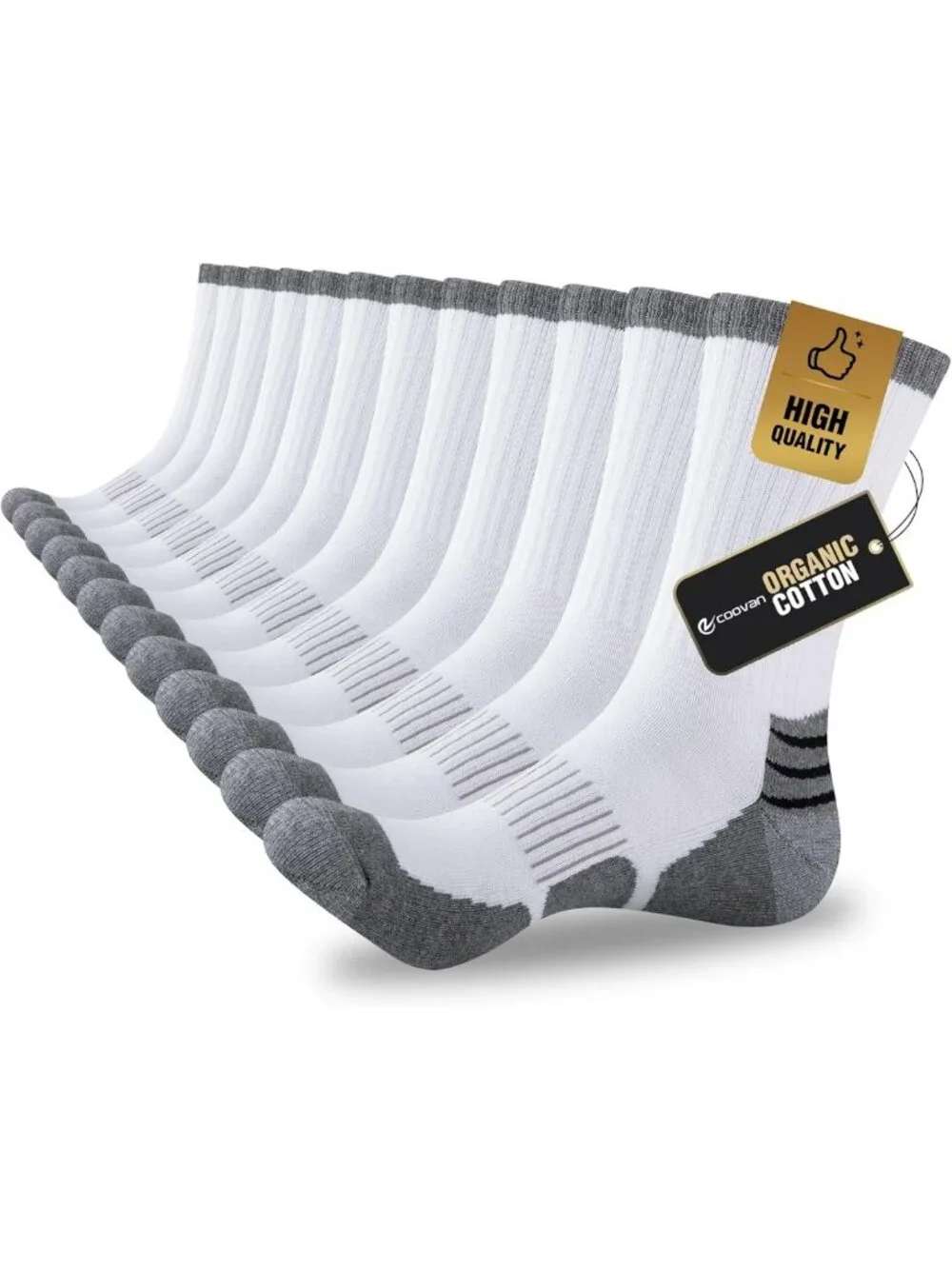 Men's Cotton Crew Socks - Moisture Wicking, Cushioned, Heavy Duty Work Boot - 6